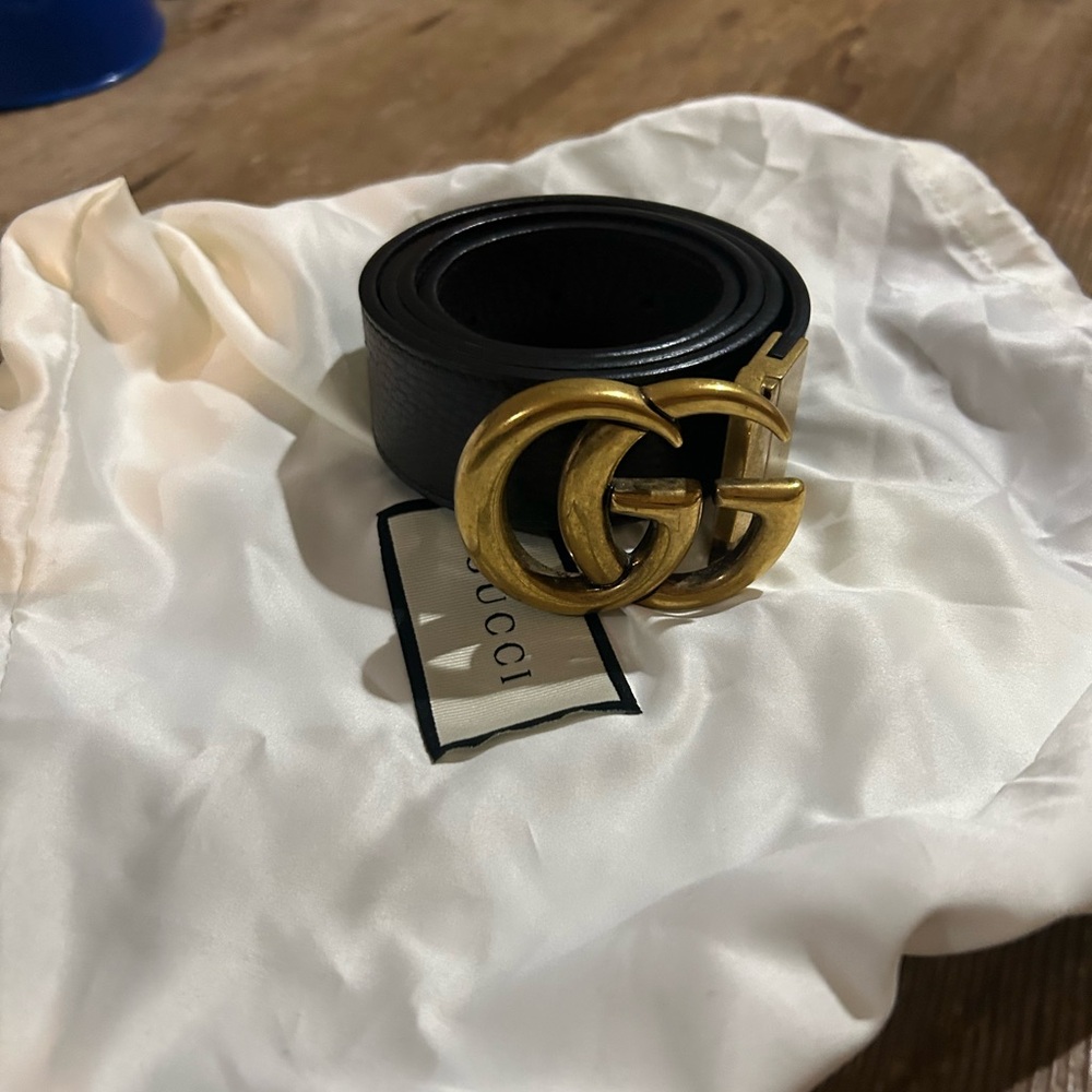 Gucci double sided Belt with Gold Buckle